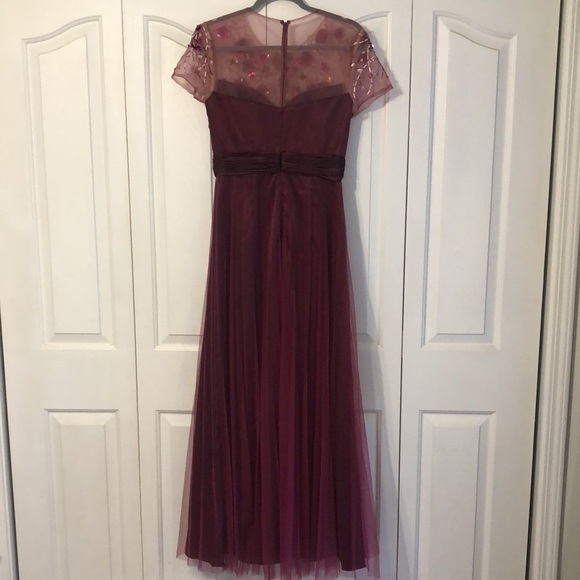 JS Collection Sequin Floral Beaded Satin Chiffon Fairy Maxi Dress Size 4 - Picture 5 of 10